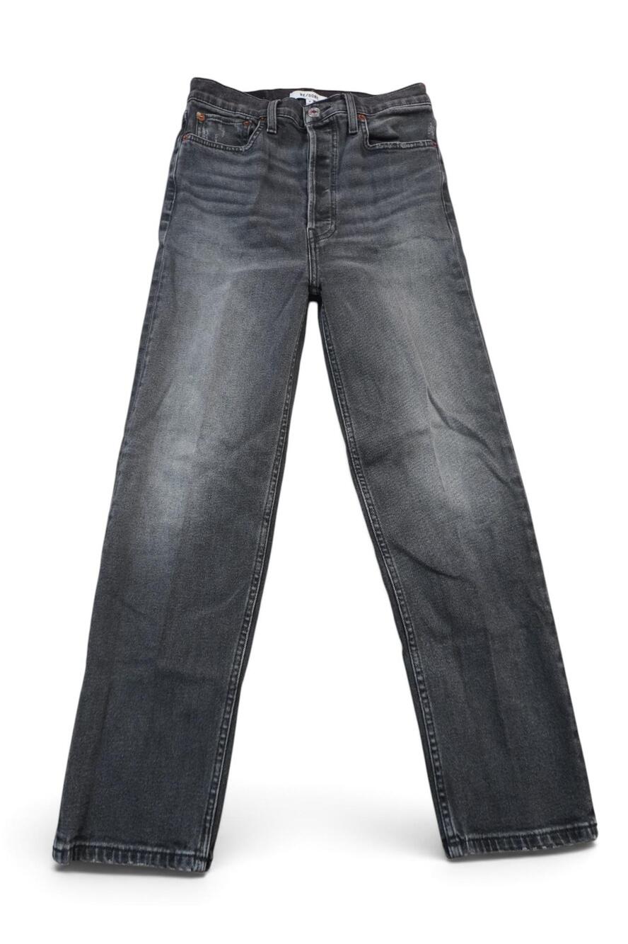 RE/DONE 90s High Rise Loose Jeans 28x26 Charcoal Gray Straight Leg Reworked